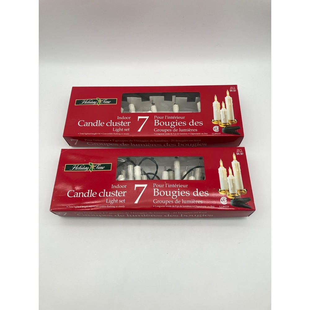 2 Packs Vintage Holiday Time Indoor 7 Candle Cluster Light Set Christmas Tree
